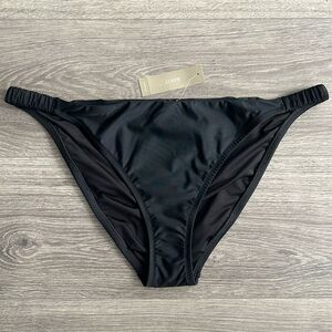 J.CREW Full Coverage Bikini Bottom Size XL Black Scrunchie Strap Swimwear NWT